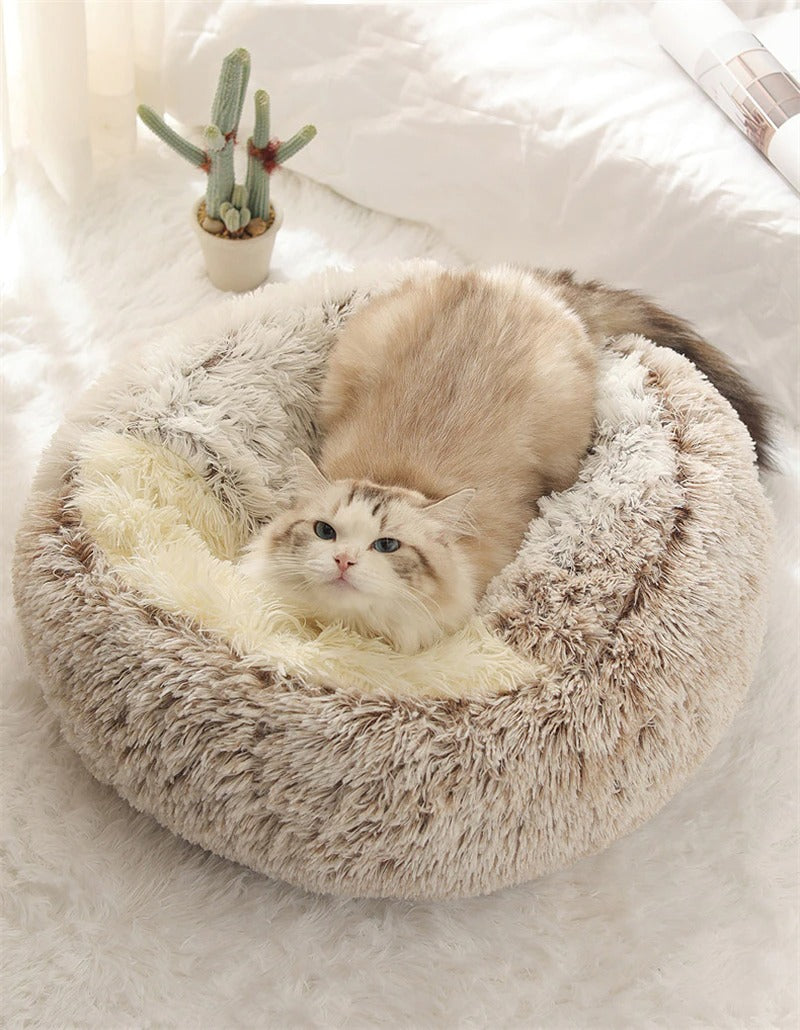 2 in 1 Warm Anti Anxiety Calming Plush Cat Cave Bed