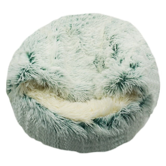 2 in 1 Warm Anti Anxiety Calming Plush Cat Cave Bed