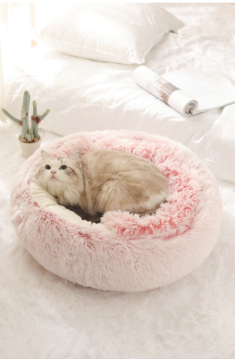 2 in 1 Warm Anti Anxiety Calming Plush Cat Cave Bed