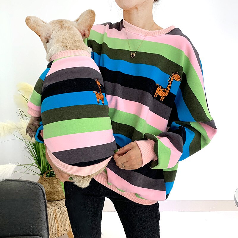 Rainbow Matching Sweater for Owner and Pet Dog