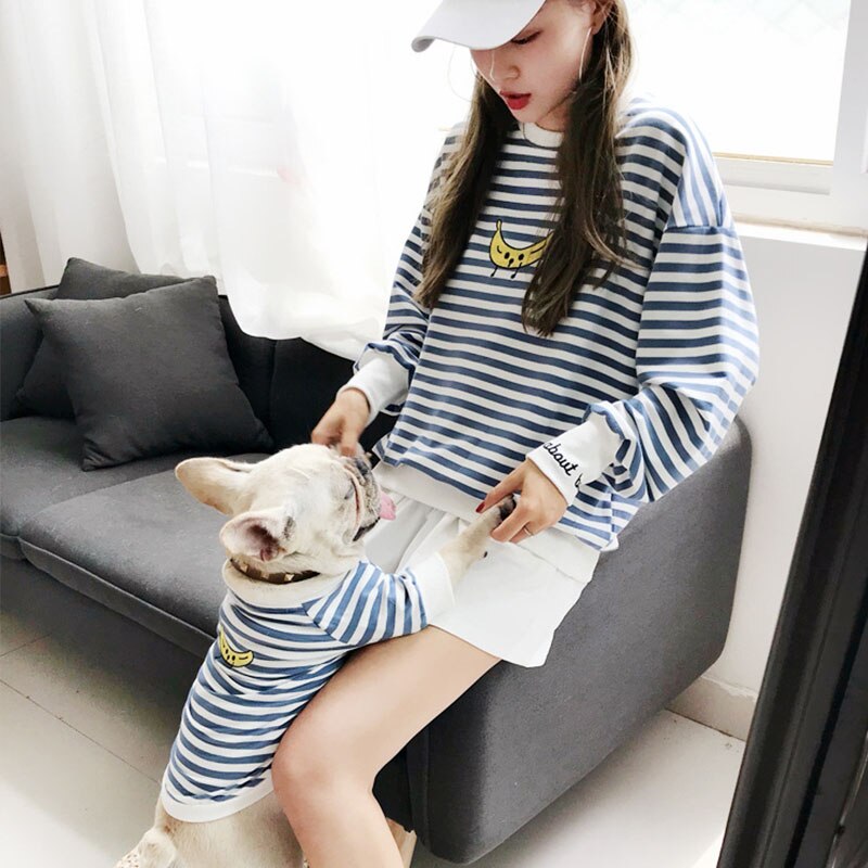 Stripe Banana Long Sleeve Top Matching Jumper Clothing for Owner and Dog