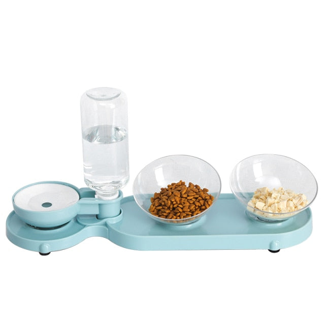 3-in-1 Feeding Bowls with Automatic Cat Dog Drinking Bowl